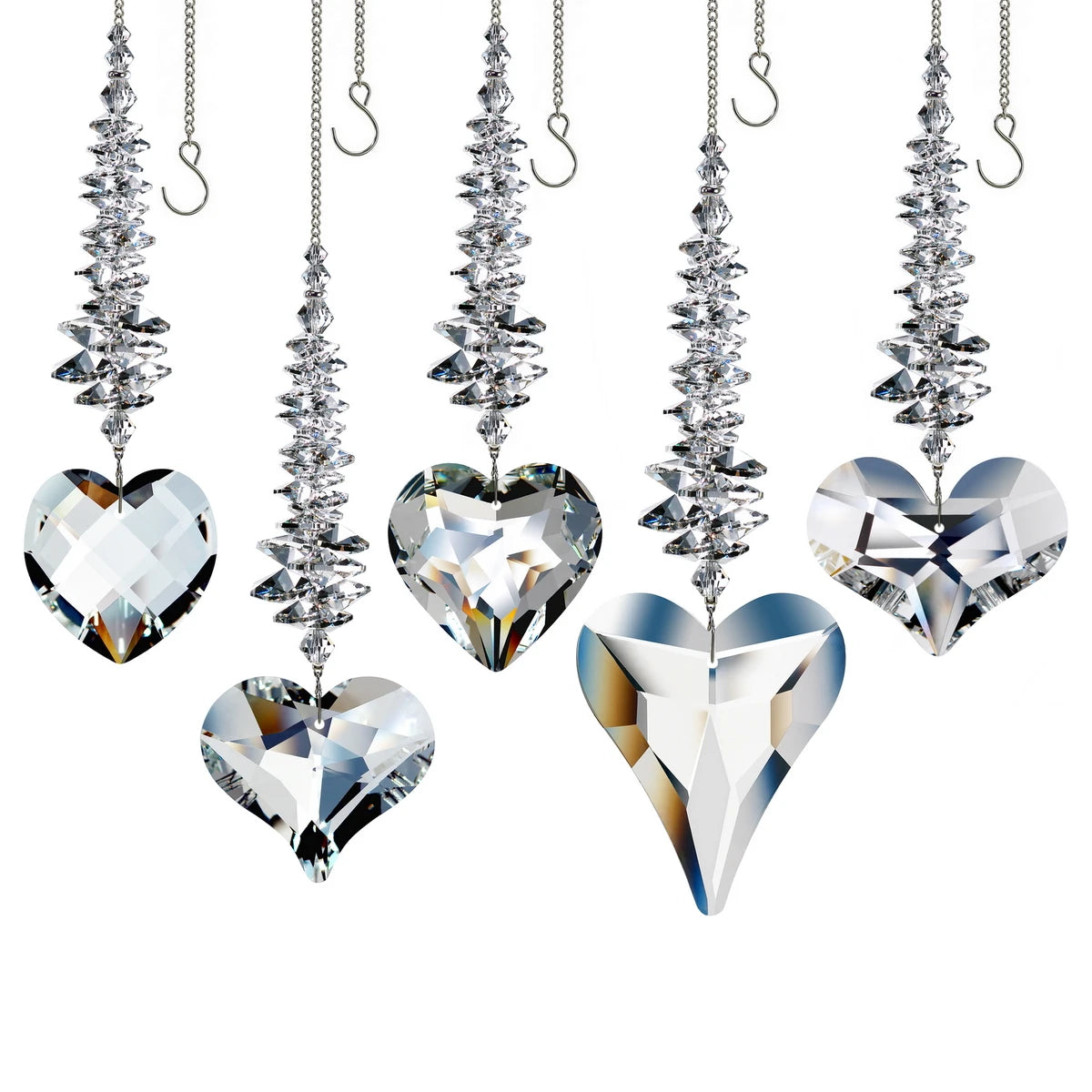 Clear Heart Crystal SunCatcher  Hanging Prisms Pendant Decorations for Window Home Decor Best Gift GOLDENHAITAI