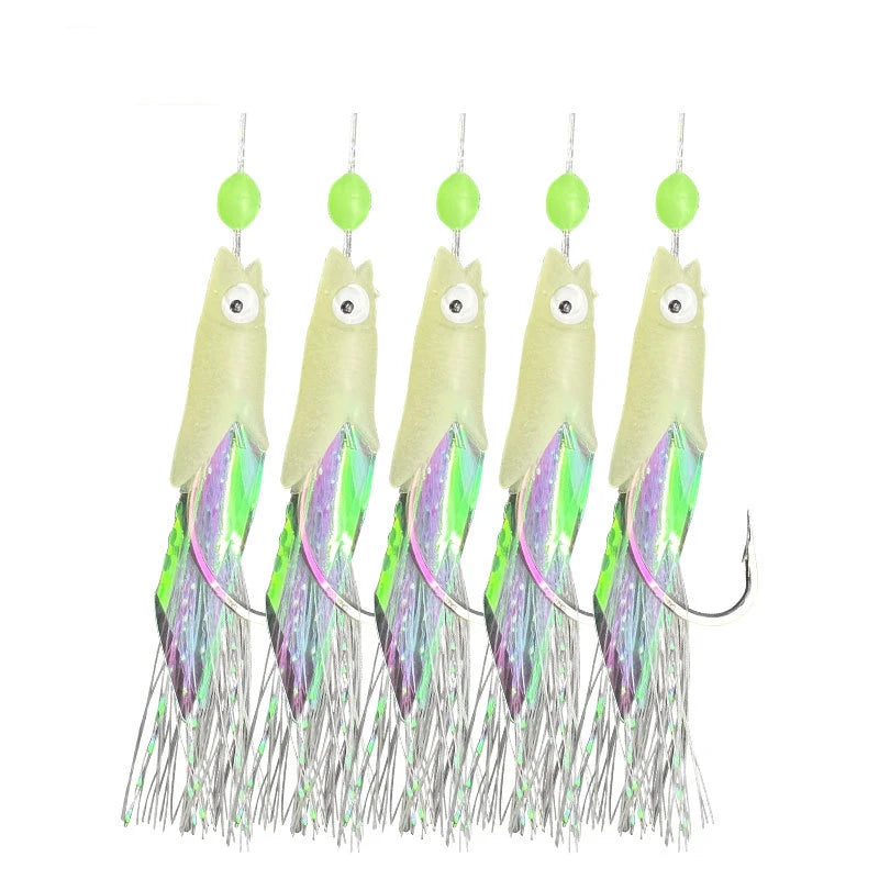 Noctilucent Bionic Sabiki String Hook Fish Head Hook Luminous Sea Fishing Freshwater Fishing Hook
