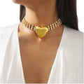 Large Heart Shape Necklace Statement Gold Plated Multi-Layer Tennis Chain Rhinestone Crystal Love Heart Choker Gift