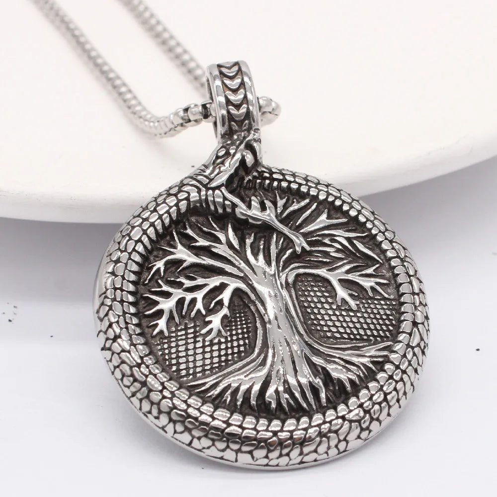 Wholesale Mens Viking Jewelry Snake Tree of Life Necklace