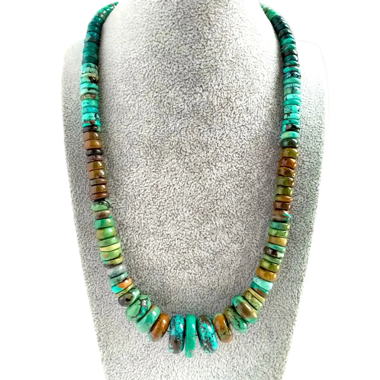 Turquoise and 925 Sterling Silver Beaded Necklace