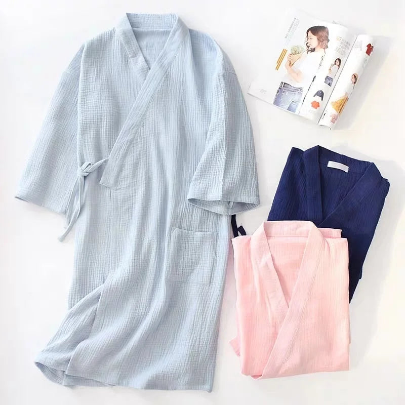 Wholesale Best Quality Pijamas Super Soft 100% Cotton Double Gauze Full Sleeve Sleepwear Pajamas Sets With Pants Home Wear