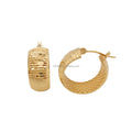 18K Solid Gold Earrings Au750 Fine Jewelry Diamond Cut Finished Hoop Earrings