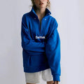 Custom Blue Hoodies Sweatshirts Wholesale Causal Polyester Cotton Half Zip Pullover for Women