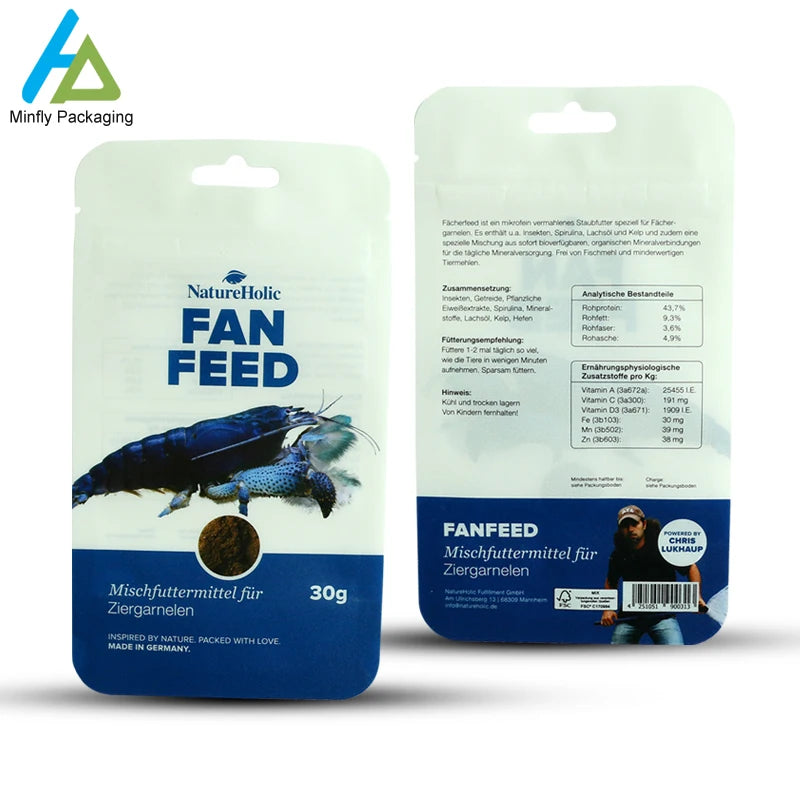 Custom Logo Recyclable Ziplock Packaging Pouches Brown Kraft Paper Stand-Up Bag with Window for Coffee Tea Food Pizza Sushi