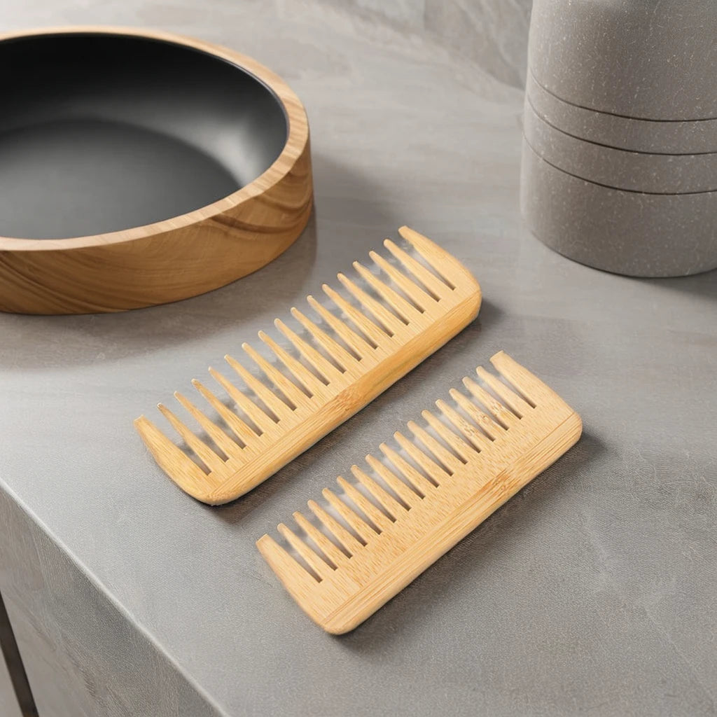 Eco-friendly Trend Custom Logo Pocket Size Bamboo Wide Tooth Comb Eco Friendly Bamboo Wooden Hair Comb