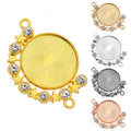 OG018  Fashion 25mm Rotation Double Side Star Glass Cabochon Base Tray Charm Crystal Alloy Base Pendant Jewelry Accessories