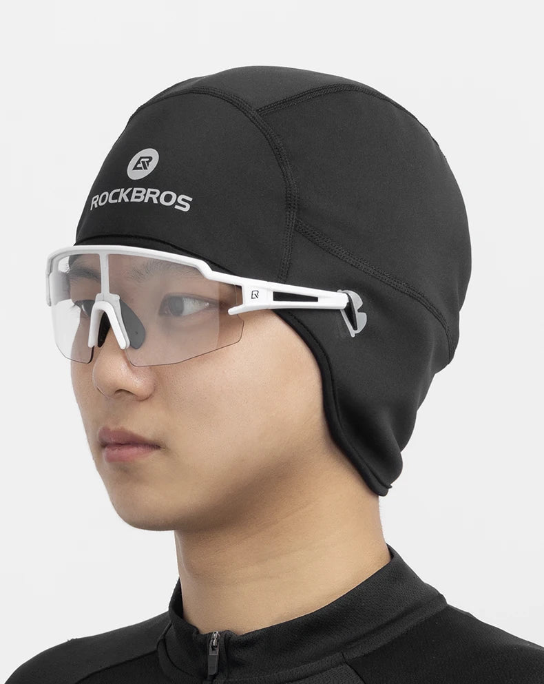 ROCKBROS Winter Warm Breathable Fleece Skull Cap Unisex with Glasses Holes Outdoor Cycling Bicycle Riding Headwear Head Caps