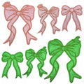 Wholesale Custom Iron on Side Bow Sparkly Embroidery Patch Pink Embroidered Glitter Bow Patch for Hat Clothing Decoration