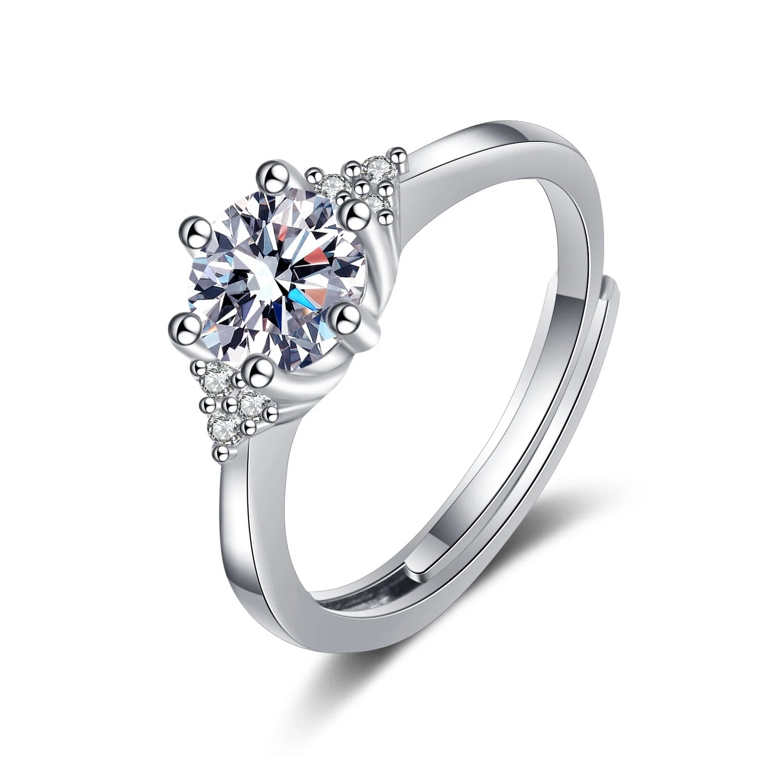 Exaggerated Luxury Shiny Diamond Wedding Zircon Ring for Women Platinum Plated Hearts Arrows Imitation Moissanite Diamond Ring