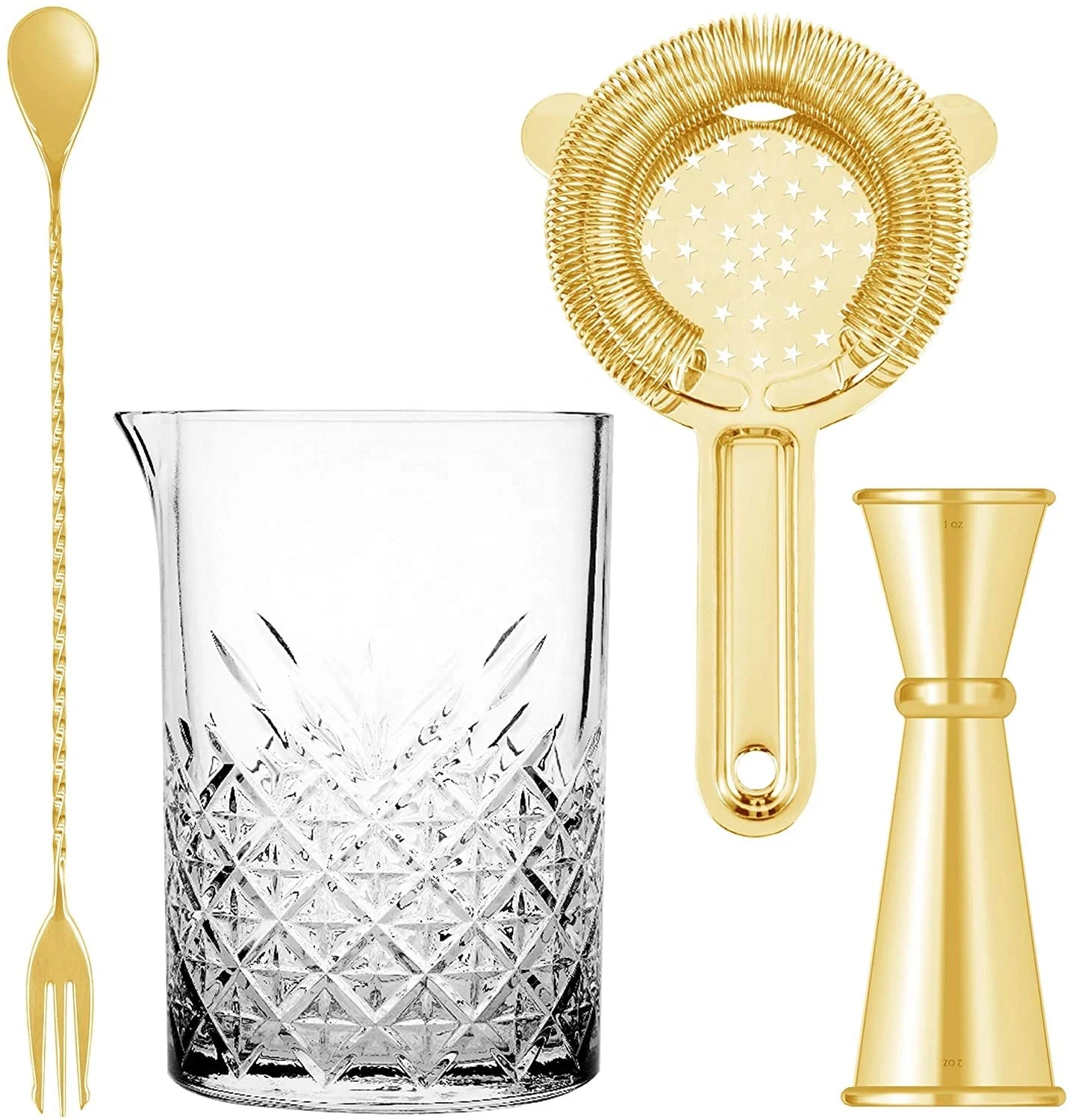 4-Piece Metal Cocktail Mixing Set Sustainable Bar Essentials for Professional Home Bartenders Custom Logo Available