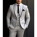 New Grey Men Business Suit 3 Piece Set Groom Groomsman Wedding Party Prom Formal Occasion Tuxedos Jacket Vest Pants