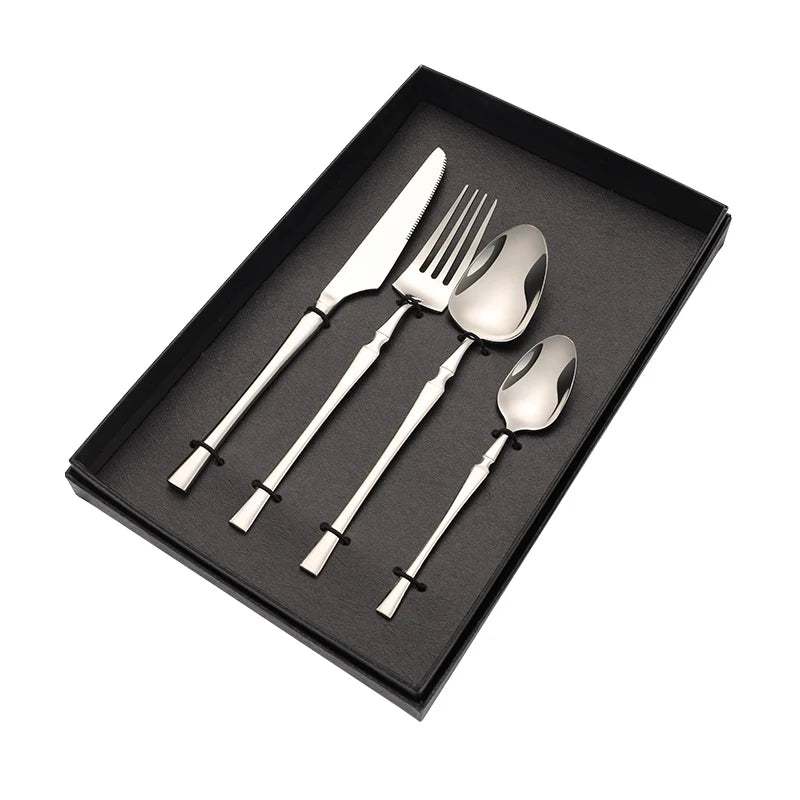 Gold Flatware Set Royal Cutlery Flatware Stainless Steel Cutlery with Storage Box