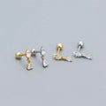 SP INS Fashion Screw Backing S925 Sterling Silver 18K Gold Plated Zircon Waterdrop Stud Earrings