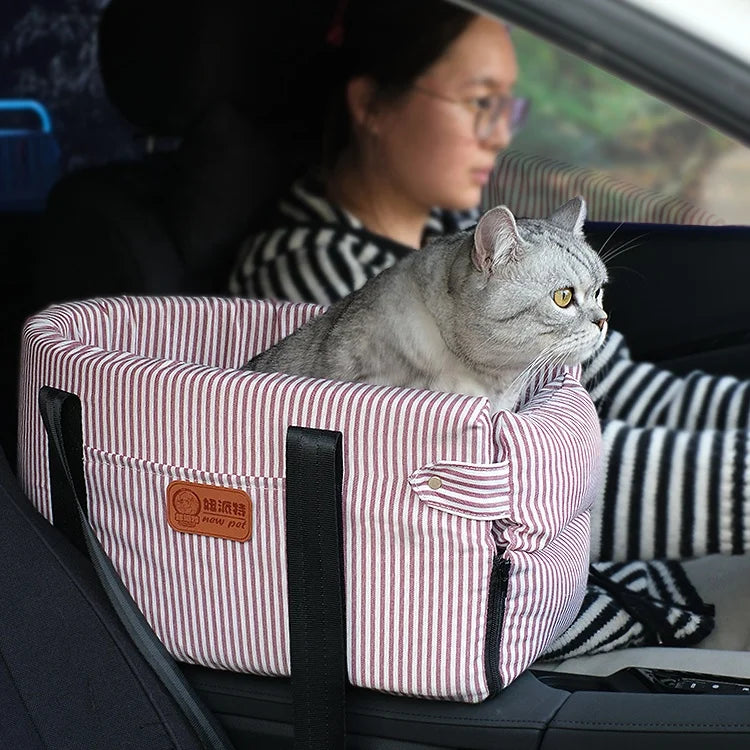Portable Pet Carrier Washable Summer Travel Bed with Central Control for Dog or Cat Car Safety Protector Seat