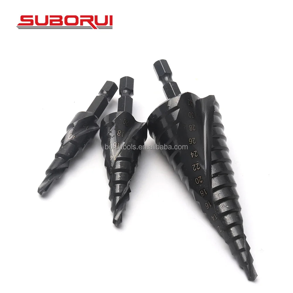 Borui 3PC 4-12mm 4-20mm 4-32mm HSS Hex Shank Bohrer Step Cone Drill Bit Stufenbohrer Set for Metal