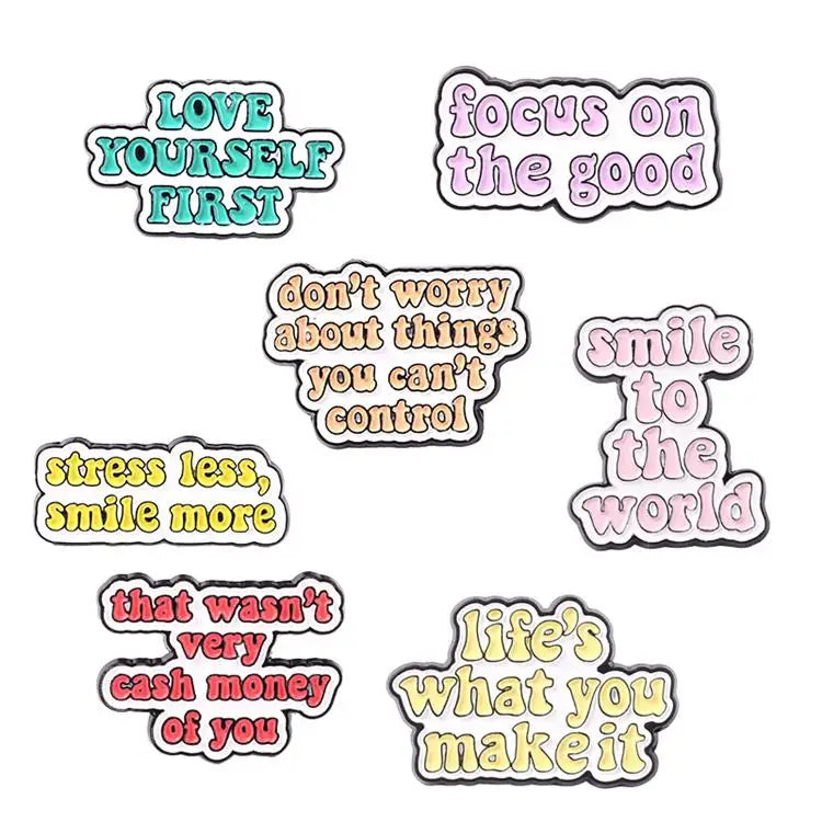 Alloy Letter Brooch Ins Personality Smile to the Word Enamel Badge Positive Energy Positive Words Pin
