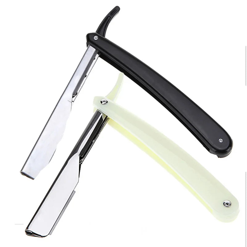 Plastic Handle Replaceable Straight razor Blades Cut Throat razor Custom Barber Straight Hair Cutting razor for Men