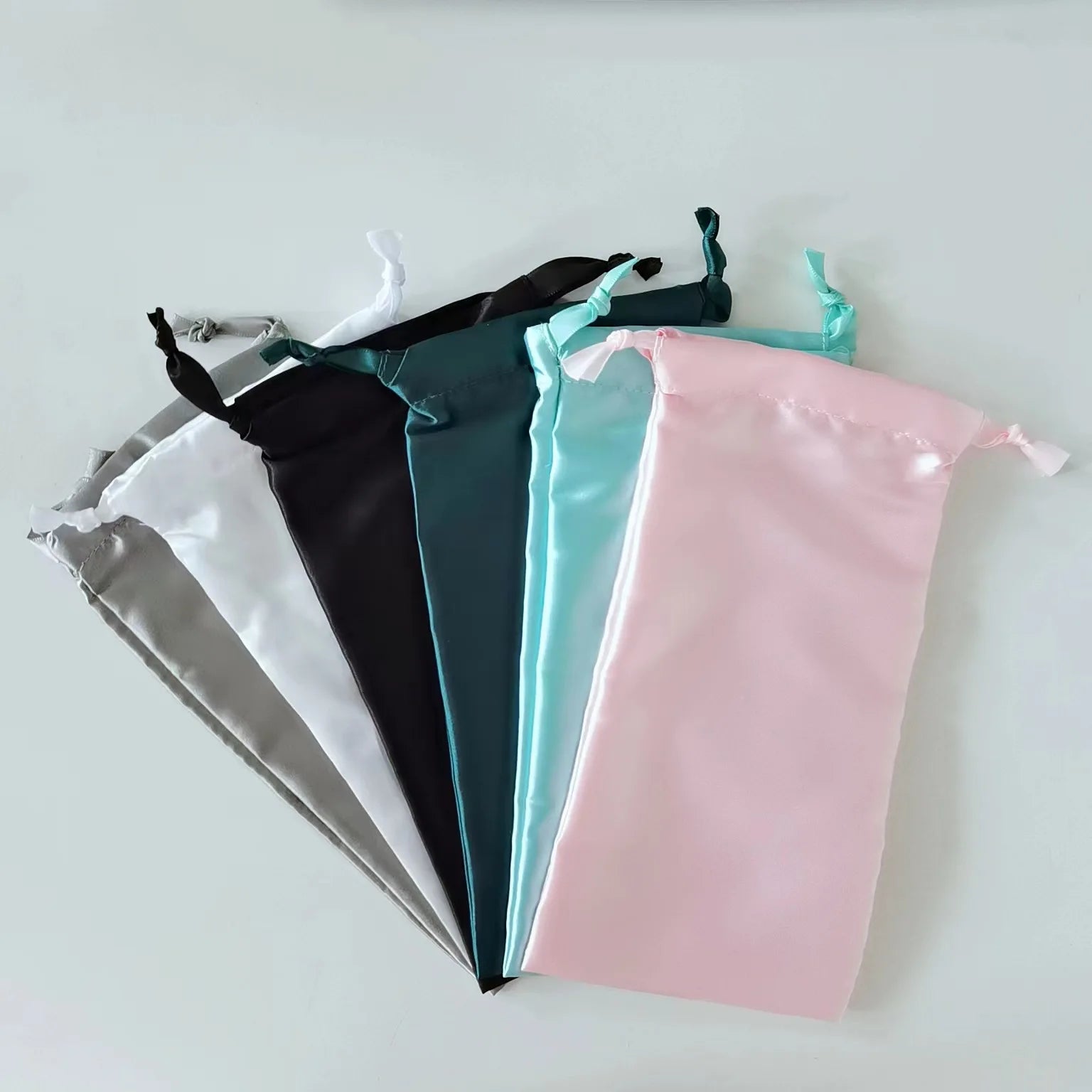 Satin Silk Storage Pouch Long Elegant Drawstring Bag for Eye Mask Jewelry Gift