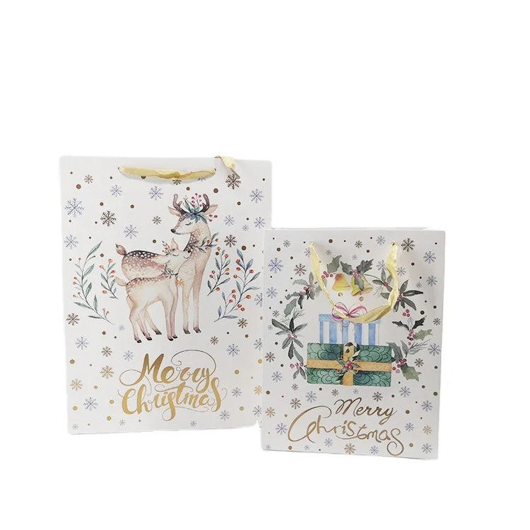 Wrapping Holiday Gifts Paper Handbags Medium Bulk Christmas Gift Bags with Handles