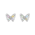 Handmade Luxury Trendy Rhodium Plated Colorful Cubic Zirconia Butterfly Stud Earrings for Women