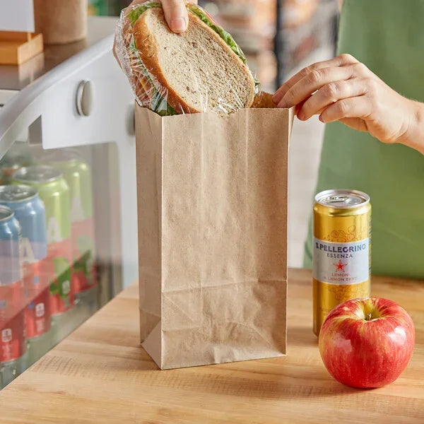 100% Recycled Brown Kraft Paper Bags 10LB/12LB Eco-Friendly Biodegradable Supermarket Grocery Retail Delivery Takeaway Packaging