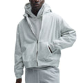 Custom Men's Pullover Hooded Sweatshirt Thick Full Zip-up Cropped Drop Shoulder Hoodies Solid Pattern for Autumn Season ODM