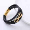 Stainless Steel Magnetic Clasp Infinity Leather Mens Luxury Jewelry Bracelet Pour Homme Bijou