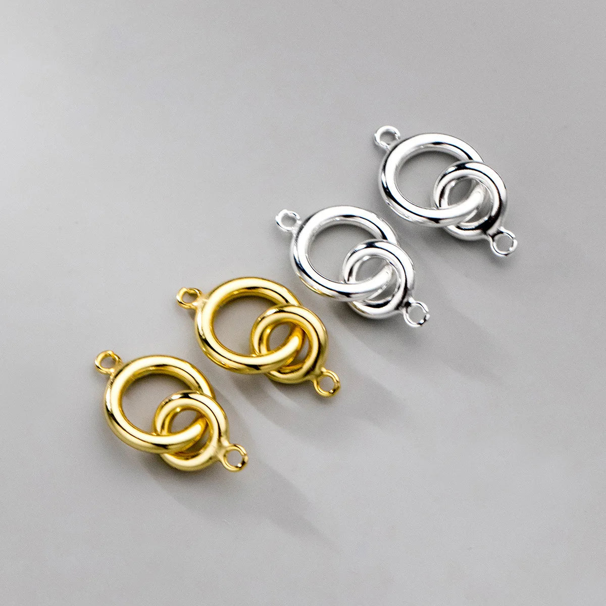 Simple 925 Sterling Sliver Interlocking Rings Pendant for Diy Necklaces Bracelet Jewelry Accessories