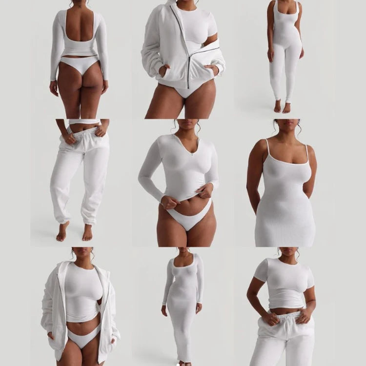 Women Set Loungewear Pants Set Custom Logo Cotton Rib Short Shirt and Leggings 2 Two Piece Set Lounge Wear for Women
