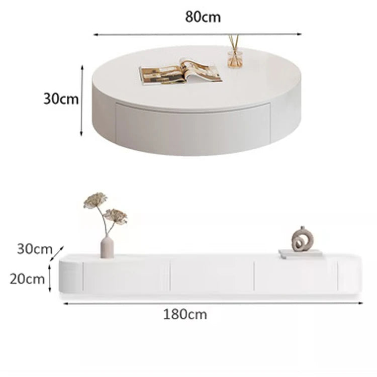 TV Cabinet Tea Table Combination Cream Wind Pure White Modern Simple Living Room Furniture