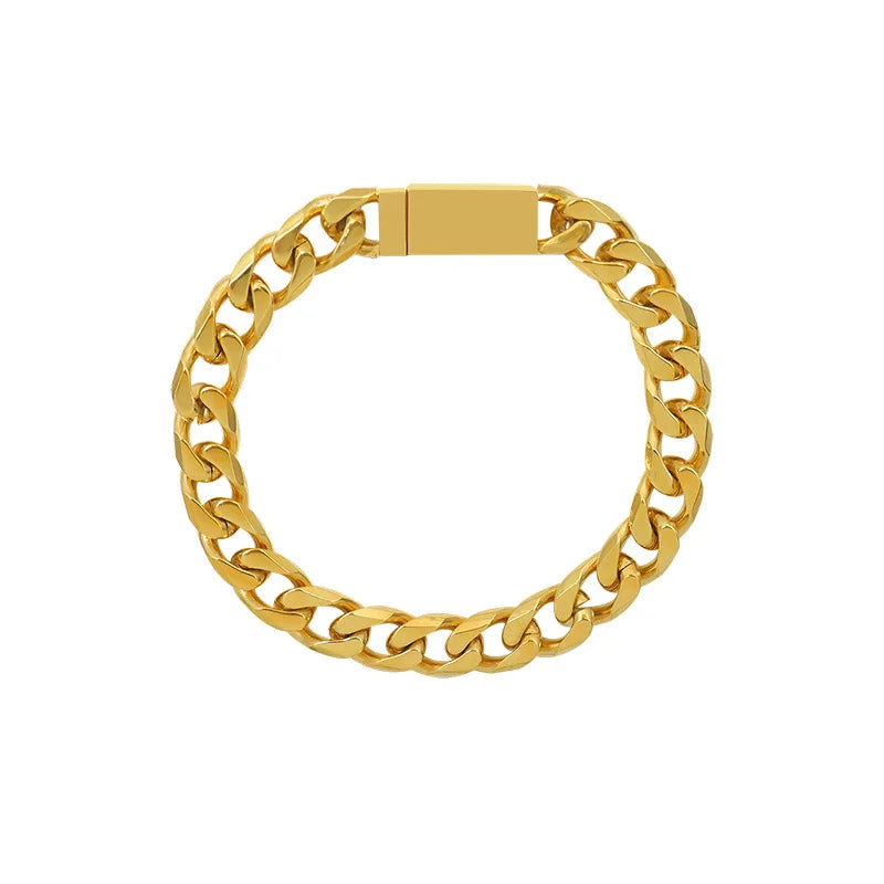 High End 18K Gold Plated Water Proof Stainless Cuban Chain Magnetic Magnet Lock Bracelet for Women