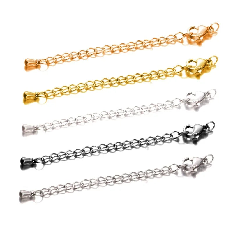 Stainless Steel Necklace Bracelet Extension Chains with Lobster Clasps for Jewelry Making