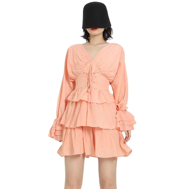 TWOTWINSTYLE 2023 Print Hit Color Long Sleeve Casual Floral Women'S Summer Dresses
