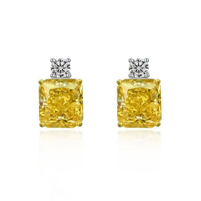 Summer Earring 925 Sterling Silver  Radiant Cut Yellow Cubic Zirconia Statement Earrings 2022