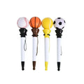 Funny PU Sports Ball Stress Relief Logo Pen 1.0mm Plastic Pen Football Basketball Volleyball Tennis Springback Promotional Pen