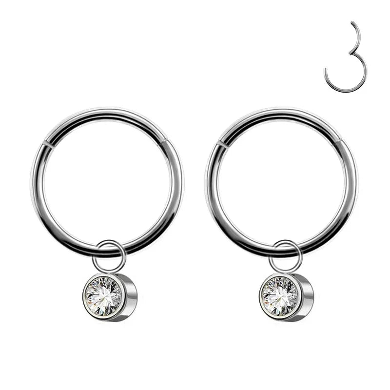 Hot 2025 Selling Women's Nose Ring F136 Titanium Gold Plated Zircon Seamless Hinged Segmented Snap Body Jewelry Pendant