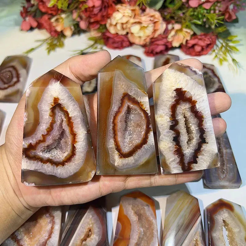 Kindfull Wholesale Natural Carnelian Druzy Tower Healing Crystal Quartz Tower Wand for Decoration