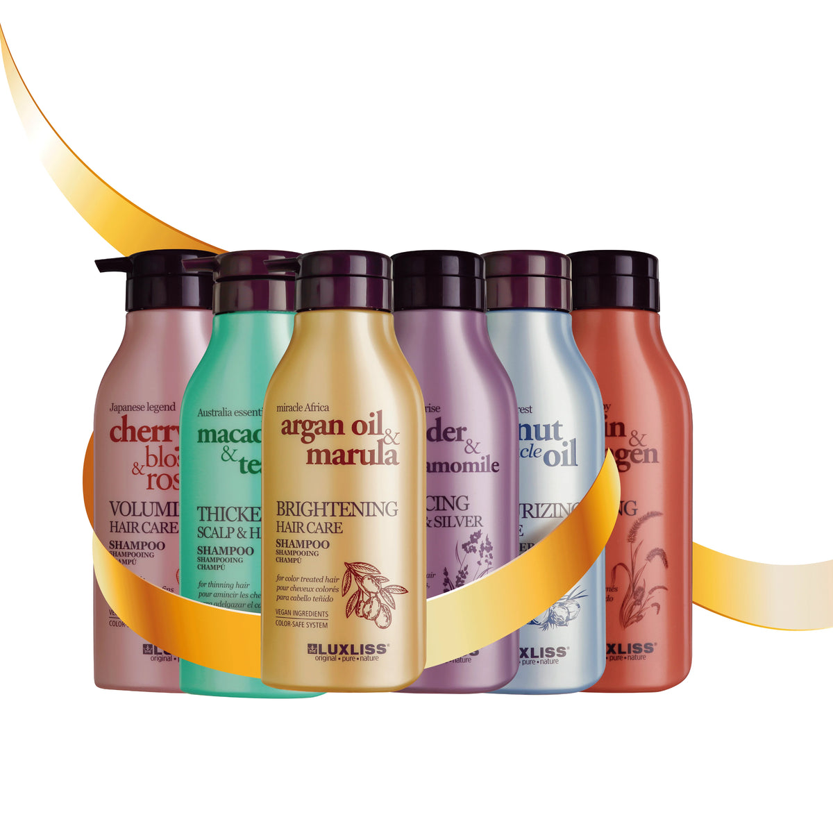 Whole Sale Products Luxliss Volumizing Shampoo and Conditioner Set Natural Cherry & Rose Oil Herbal Anti Frizz Protein