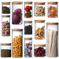 Factory Direct High Borosilicate Glass Storage Jar with Bamboo Lid for Candy and Noodle Food Storage