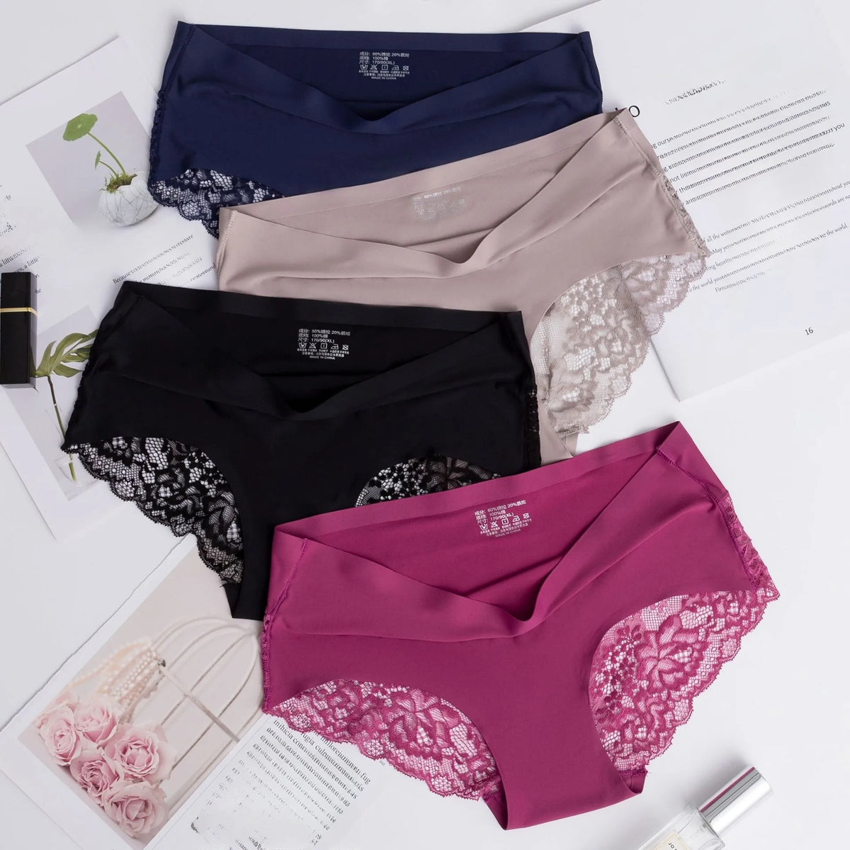 New Arrival Middle Rise Lingeries Lace Panties for Women Pink Black Plain Quantity Bow Silk Hot MegaBDM
