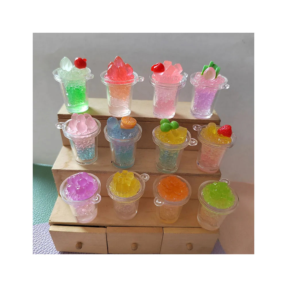 Kawaii Fruit Ice Cream Cup Resin Earring Charms Diy Findings Keychain Bracelets Pendant Crafts for Jewelry Making