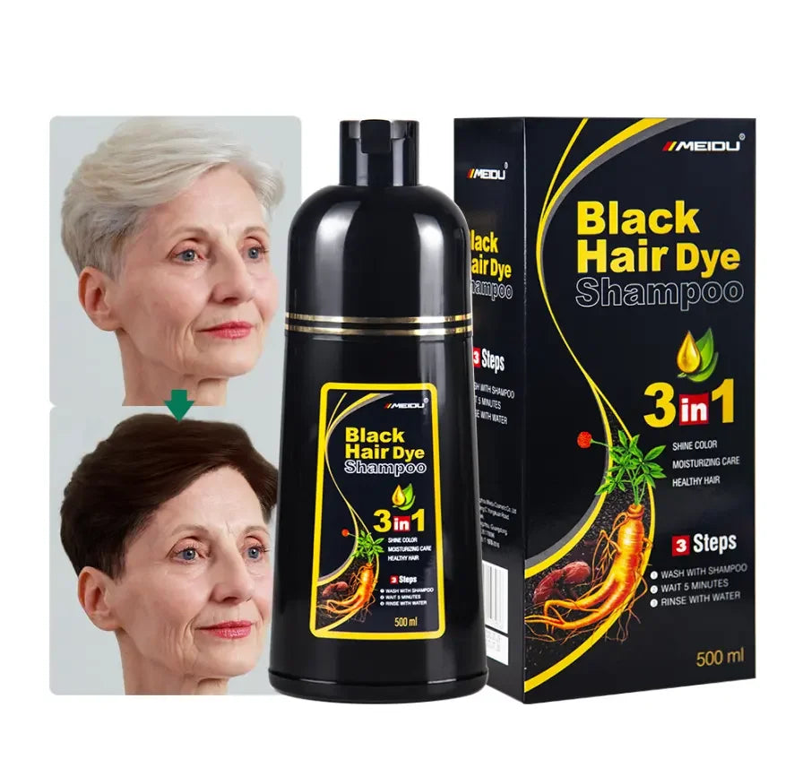 Low MOQ Shampoo Hair Dye Wholesale Tinte De Cabello 500ml Low Ammonia and Ppd Free Korean Hair Dye Black Hair Color Shampoo