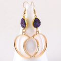 Fashion Classic Trend Women Metal Resin Druzy Earring Alloy Crescent Moon Earring
