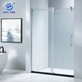 KMRY Single Sliding Bathroom Entry Doors Frameless Tempered Glass with Clear Frame Rectangle Shape for Hotels
