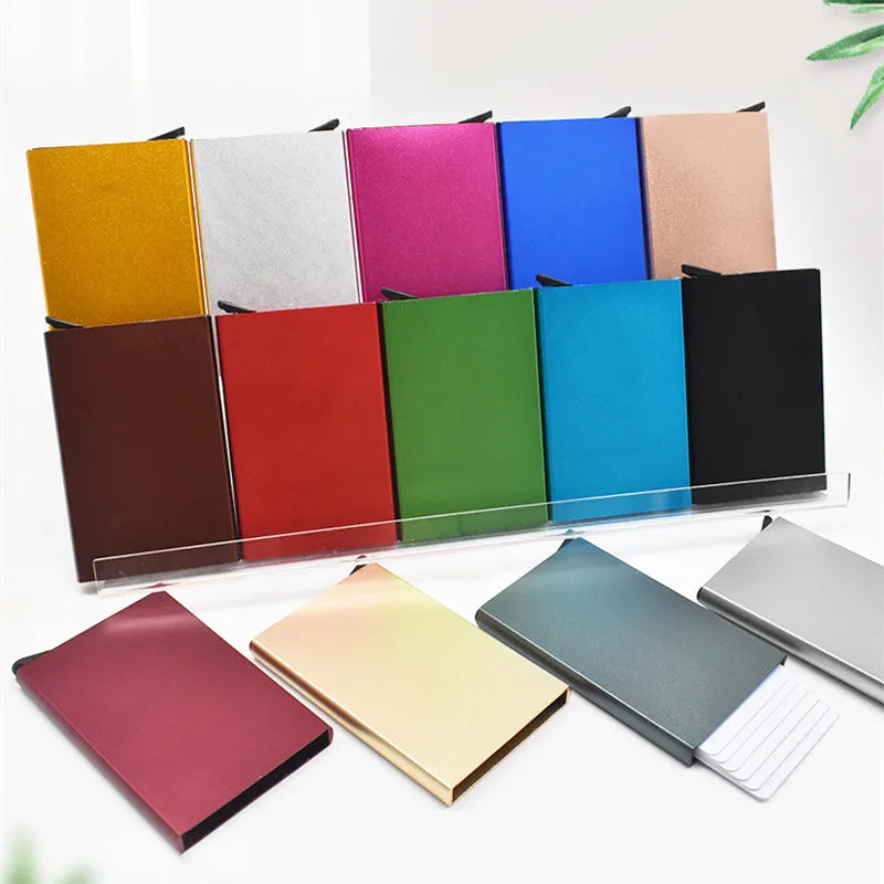 Aluminum Pop-up RFID Blocking Men Credit Card Holder Bank Card Holder Anti-Scan Credit Card Wallet