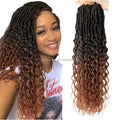 Faux Locs Crochet Hair Tail Deep Wave Curl 24inch 18strands Synthetic Curly Wavy Wigs for Women Hair Extension