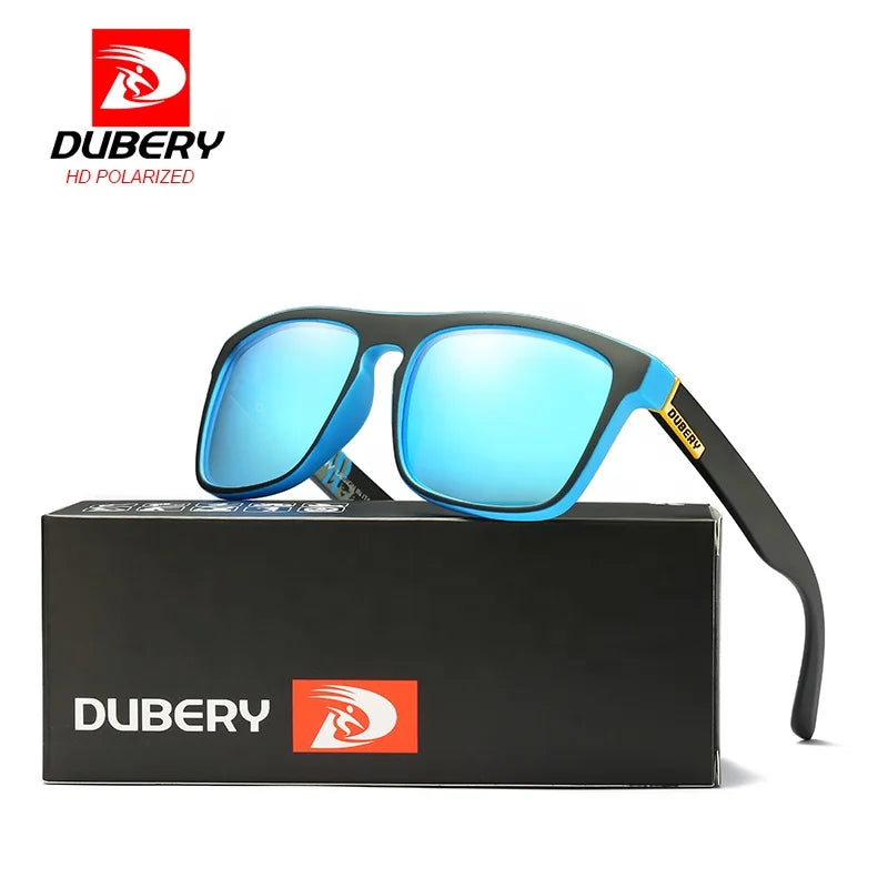 DUBERY Official 2025 Summer Sports Fashion Sunglasses for Men Women Polarized UV400 Protection White Frame Blue Red Tint D731