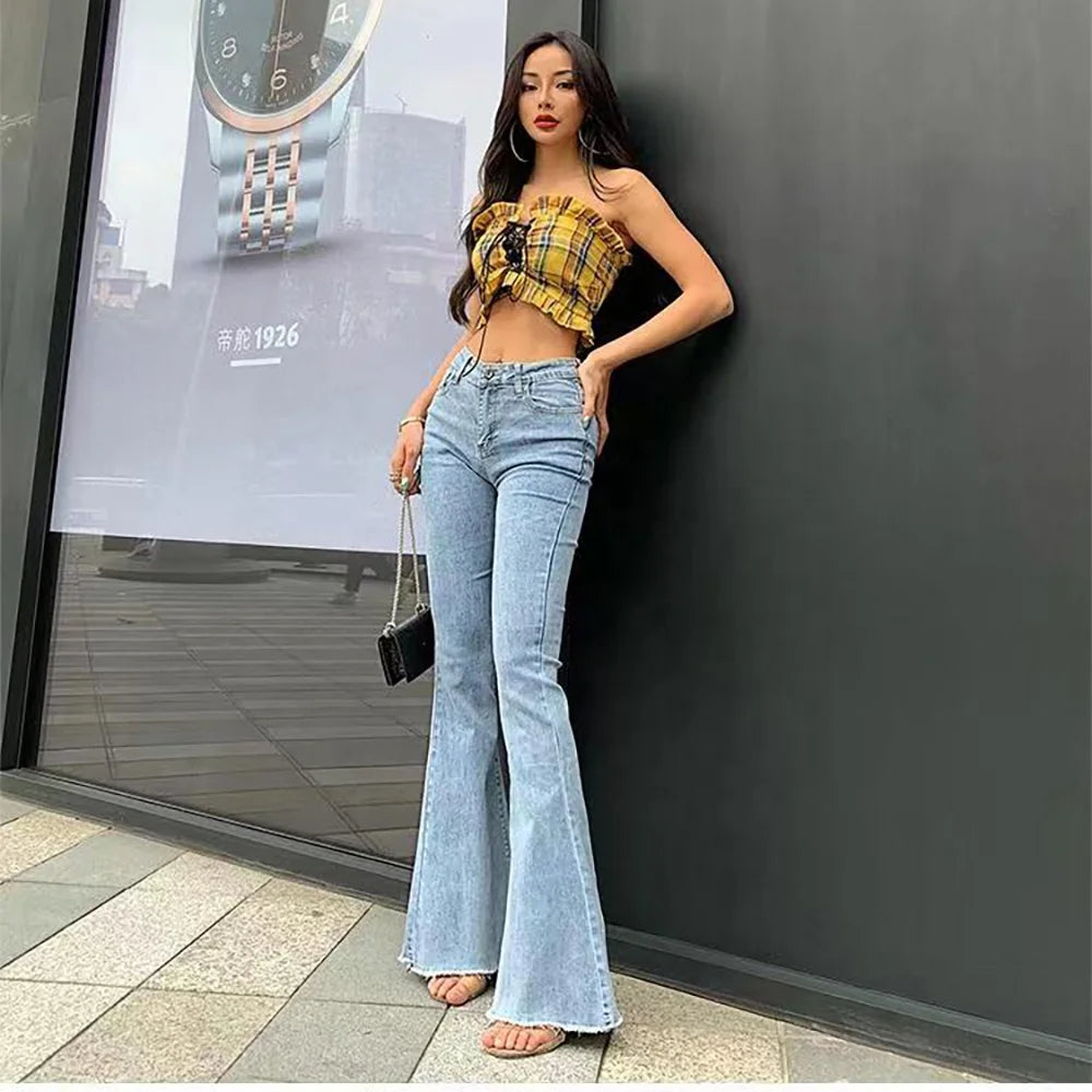 Women's Y2K Fashion Low Waist Skinny Fit Pencil Pants Denim Jeans 100% Cotton Breathable Color Fade Proof High Street Style