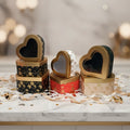 Transparent PVC Window Gift Box Set Bronzed Heart  Flower Box 3 Piece Set Gift Packaging Box